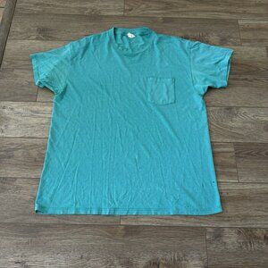 Vintage 80s Roebucks Teal Blank Pocket Shirt